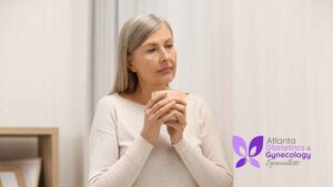 A woman looking uneasy