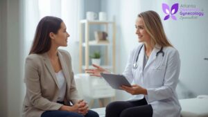 OBGYN discussing CIN1, CIN2, and CIN3 with a patient during a consultation.